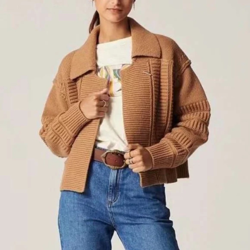 BA&SH GILET ALKAN CAMEL CARDIGAN